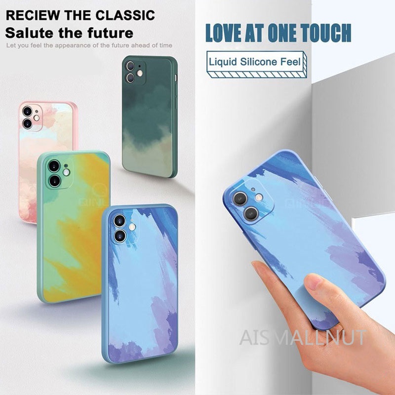 Ốp Điện Thoại Họa Tiết Màu Nước Đơn Giản Cho iPhone X XR XS Max 8 7 6 6s Plus 11 12 Pro Max