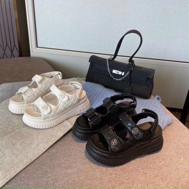 H(ẢNH THẬT) Sandal Quai Dán Đế Bánh Mì 7p Da Mềm Chần Chỉ Fullbox Bill Túi Cao Cấp