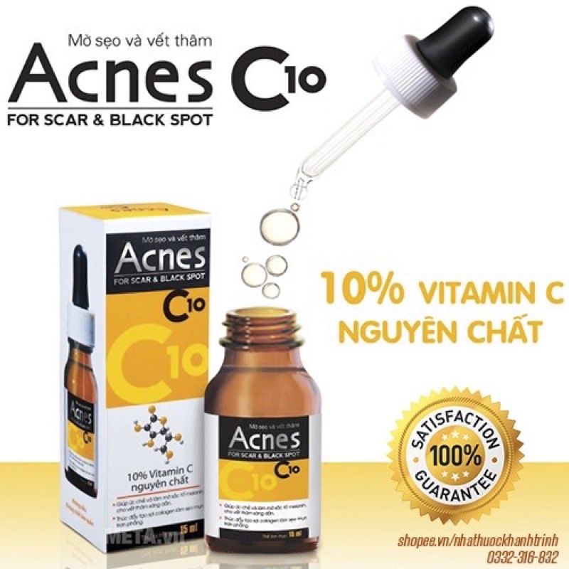 Dung dịch Acnes C10 lọ 15ml Rhoto - hỗ trợ mờ sẹo, vết thâm chính hãng