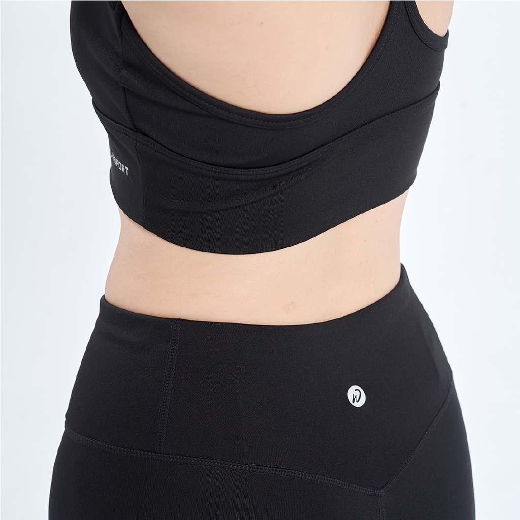 Bộ đồ tập Yoga, Gym Welly Sport, áo bra 1 dây kèm mút đệm siêu nâng ngực, màu đen mã BTN