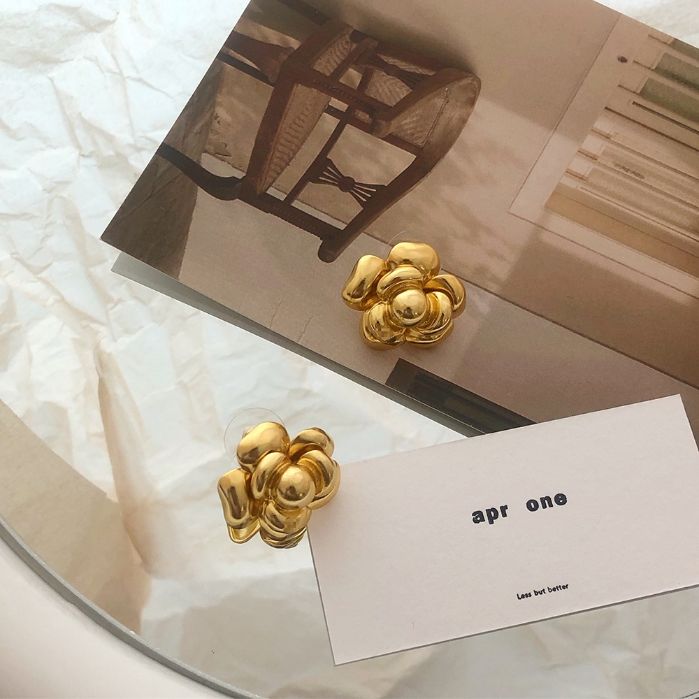 Khuyên Tai Hình Hoa Trà Cổ Điển Phong Cách Pháp Cổ Điển