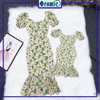 Đầm đôi mẹ và bé ❤️𝑭𝑹𝑬𝑬𝑺𝑯𝑰𝑷❤️ Giảm 5K khi nhập mã [ VAY NU ] Đầm Mẹ Và Bé Đuôi Cá Tay Phồng Hoa Cúc Xinh