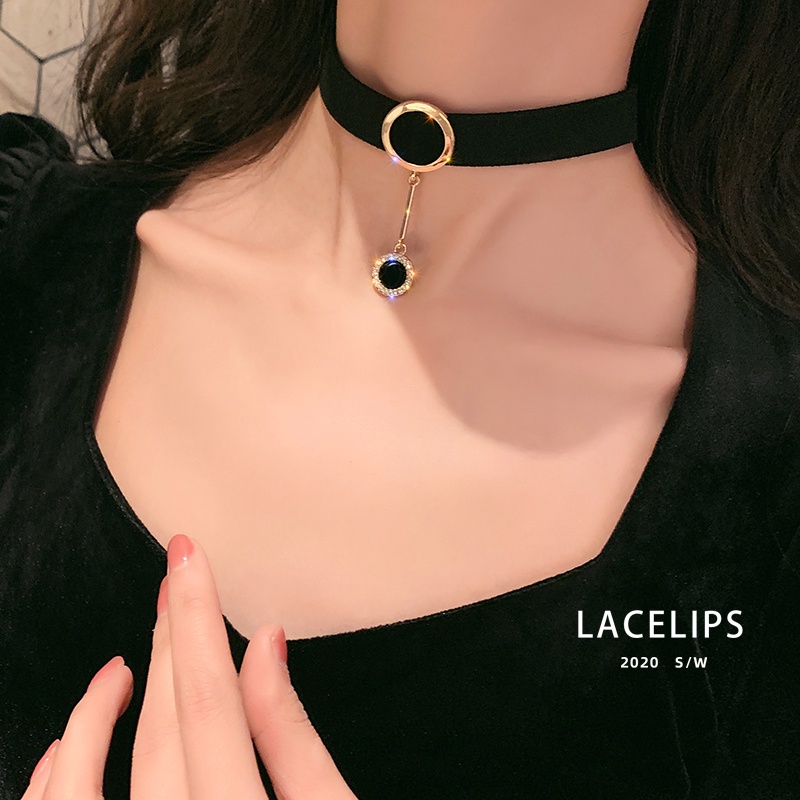 Vòng Cổ Choker Dây Da Màu Đen Cá Tính Hợp Thời Trang Cho Nữ