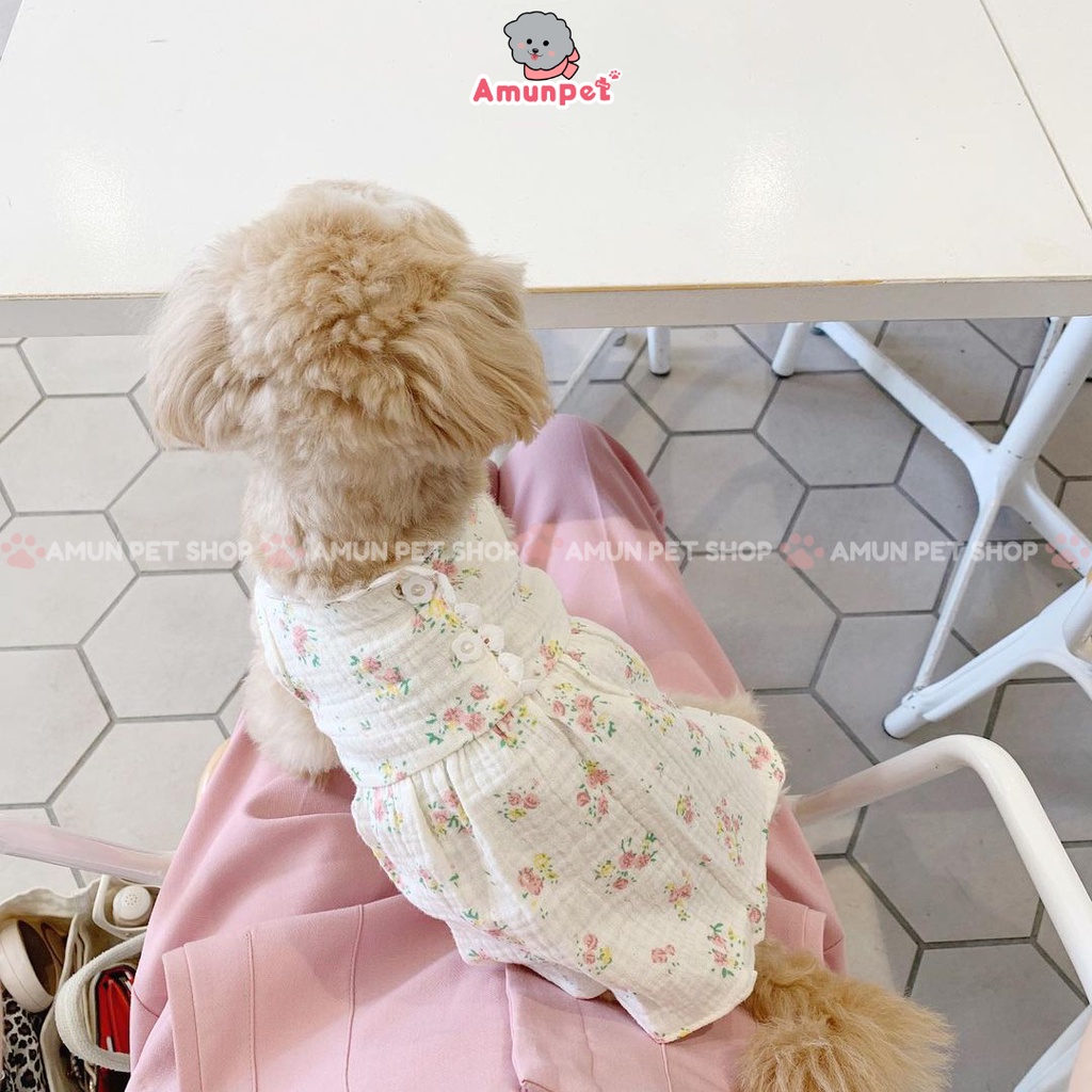 Áo Mùa Hè Cho Chó Mèo Hoạ Tiết Hoa Nhí Chất Thô Mát Thời Trang Thú Cưng Giá Rẻ Amun Pet