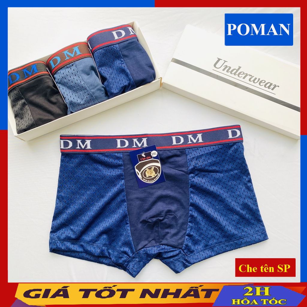 Quần sịp nam thông hơi DM , quần lót nam tam giác chất liệu cotton 4 chiều ST02-POMAN
