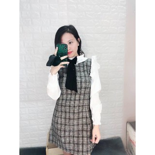 (HS)Váy dạ phối sơ mi Nữ ( Kèm ảnh thật )