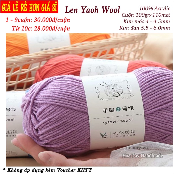 Len Yaoh Wool - Len đan móc khăn  mũ Hoa Tay Handmade