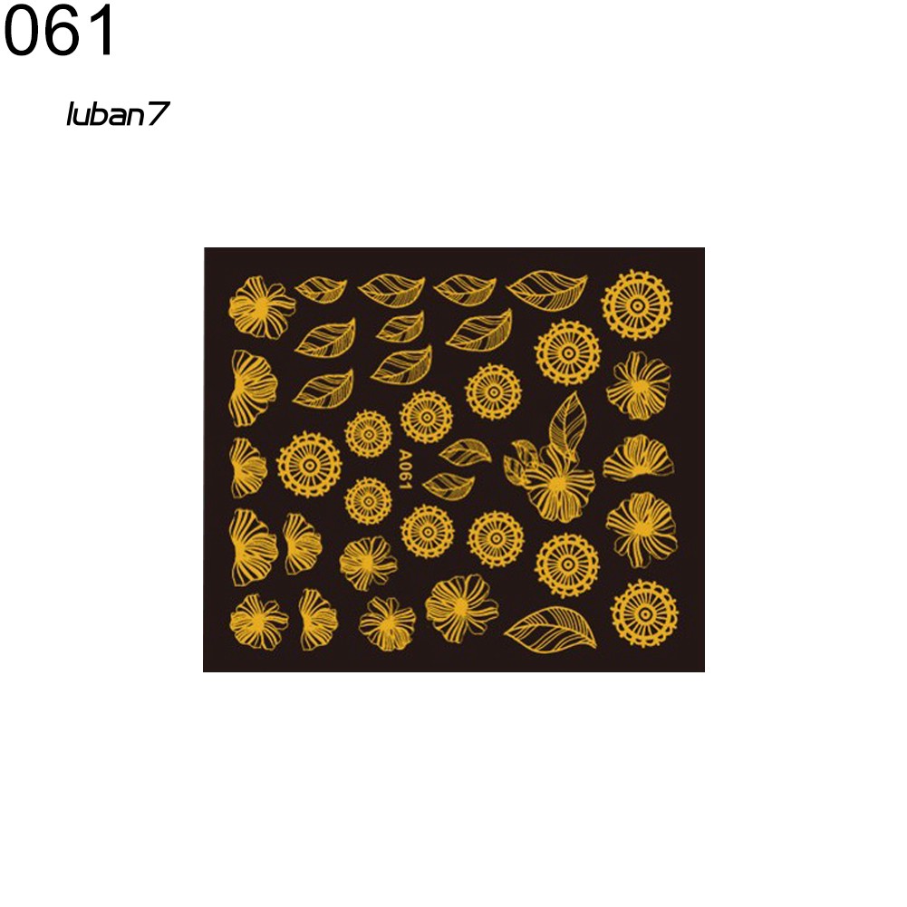 LB☺10 Sheets Shinny Golden Tone Nail Art Tip Stickers Flower Leaf Manicure Decals