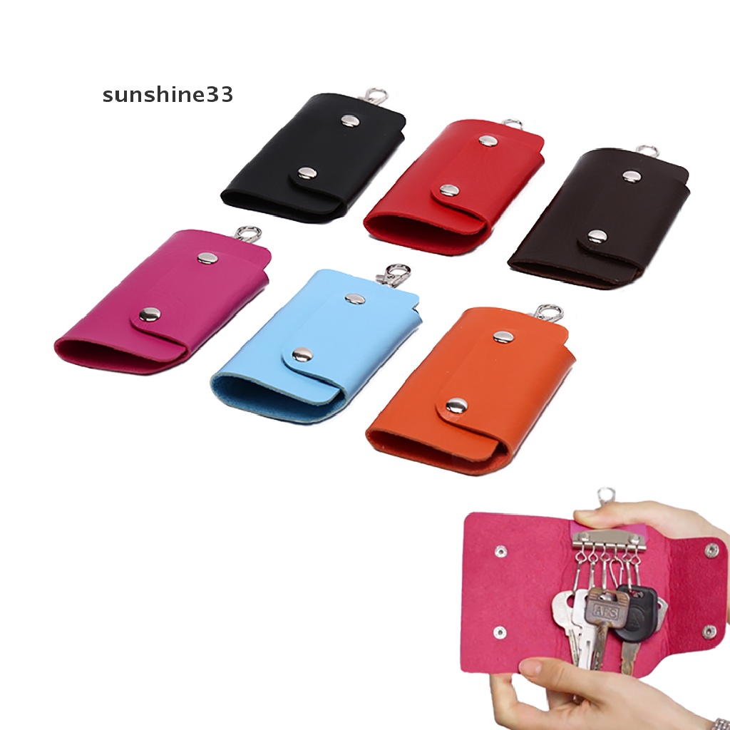 SU Women Men Leather Car KeyChain Card Holder Wallet Case key Organizer Bag keyring n