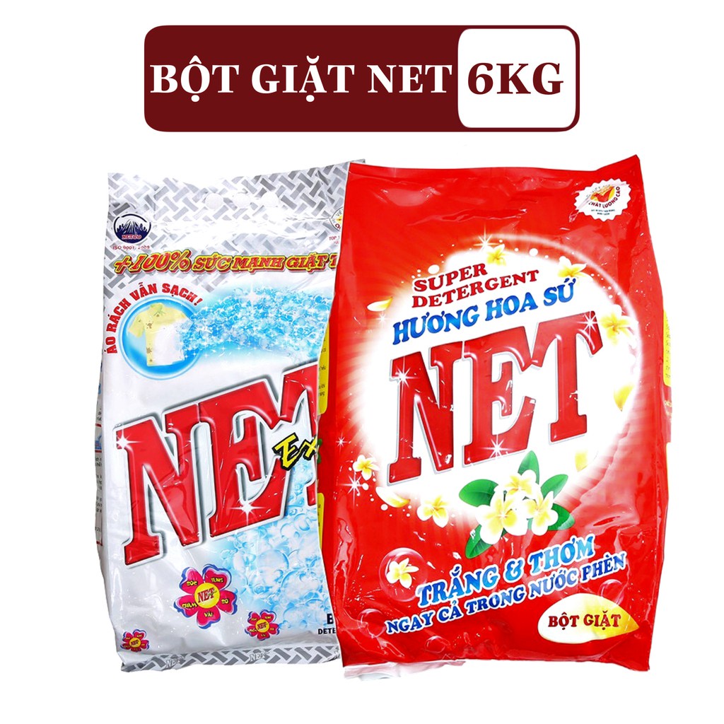 Bột giặt Net 6kg Hương Hoa Sứ (Đỏ) / Extra(trắng)