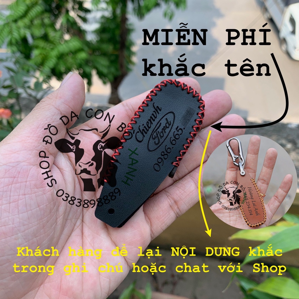 Bao da chìa khoá Ford Ecosport, Fiesta, Focus handmade da thật 004
