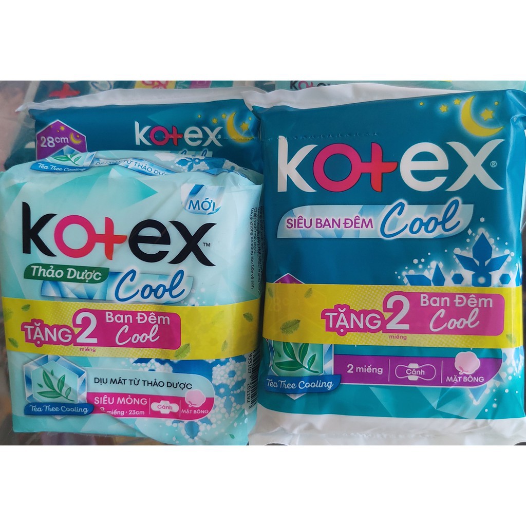 8 gói Băng vệ sinh Kotex thảo dược max cool siêu mỏng cánh gói 8 miếng tặng thẻ cào