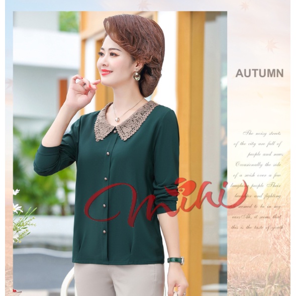 Áo Sơ Mi Nữ Trung Niên A96 - Áo kiểu trung tuổi cho mẹ U40 U50 thời trang xuân hè Đẹp sang trọng cao cấp Bigsize giá rẻ
