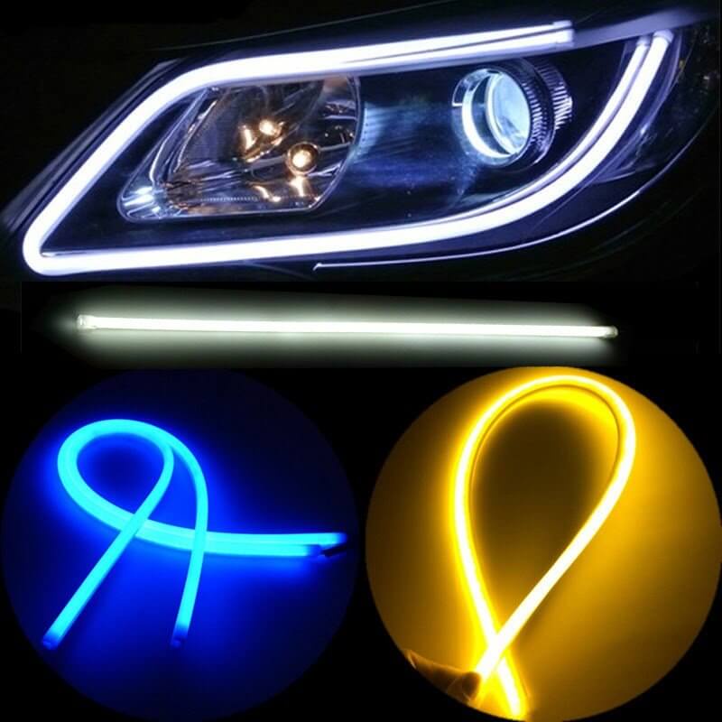 Bộ 2 Dây Đèn Led Mí Ô Tô Tích Hợp Xi Nhan Nháy Đuổi 60cm Có Thể Cắt Ngắn Silicon Chống Nước