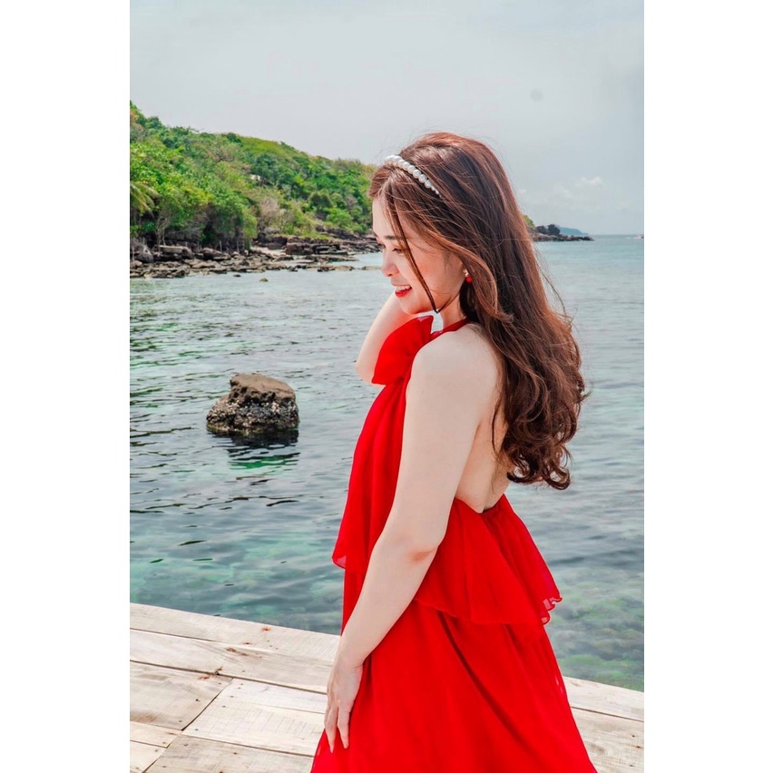 [Maxi] Đầm maxi voan tầng yếm hoa cổ - Maxi HQ | BigBuy360 - bigbuy360.vn