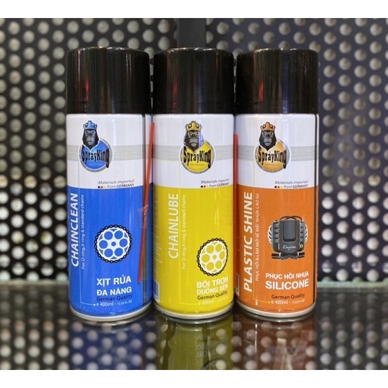 [TẶNG BÀN CHẢI 3D] Combo 3 chai phụ gia SPRAYKING: Rửa sên, Dưỡng/bôi trơn sên &amp; Phục hồi nhựa nhám / Dung tích 400ml