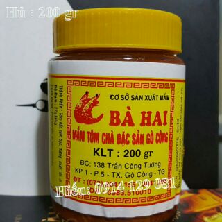 Combo 3 hủ mắm tôm chà Bà Hai Gò Công 200g/1 hủ