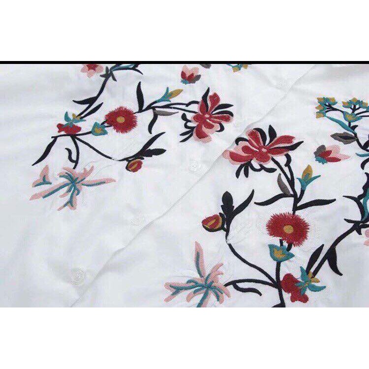 Sơ mi trắng thêu hoa