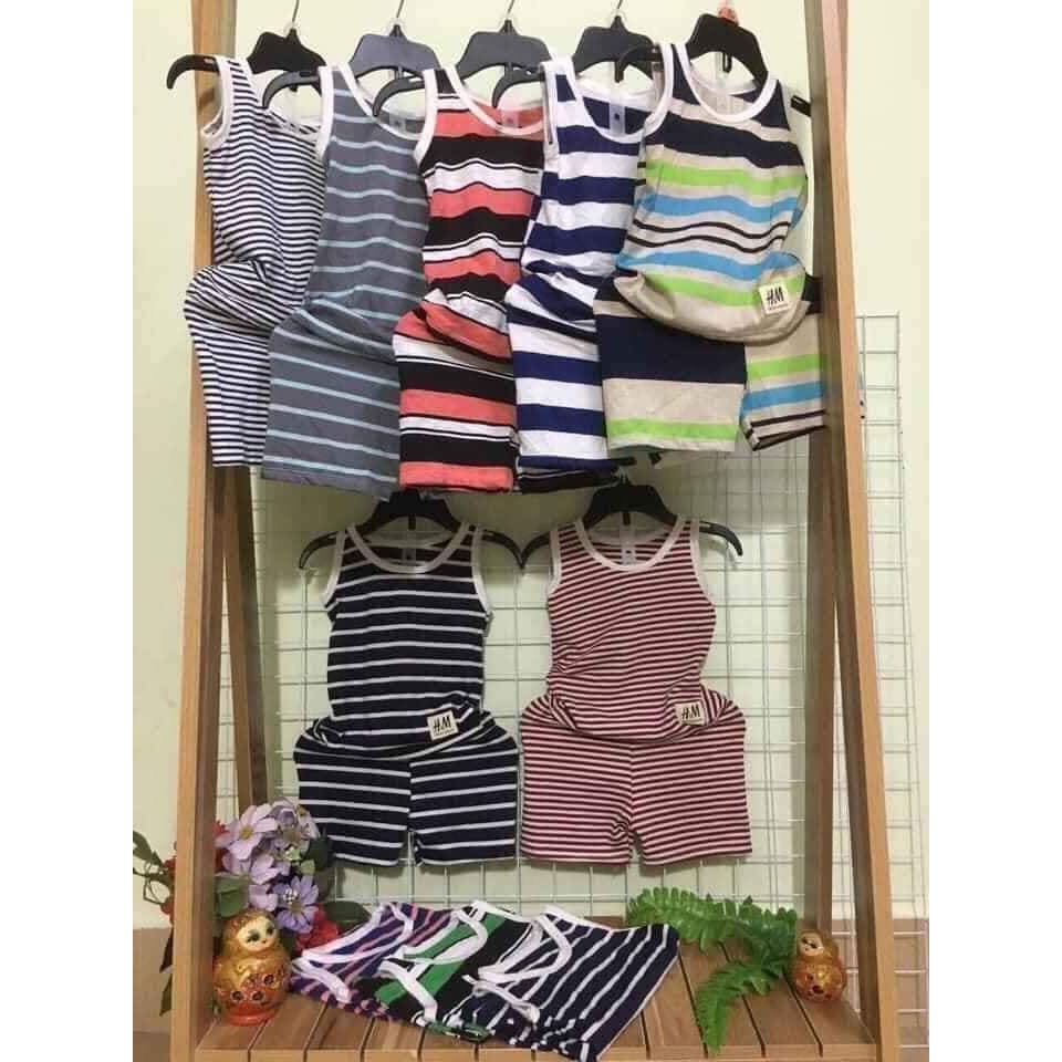 Bộ cotton kẻ sọc ngang HM siêu mềm cho bé từ 6-18kg
