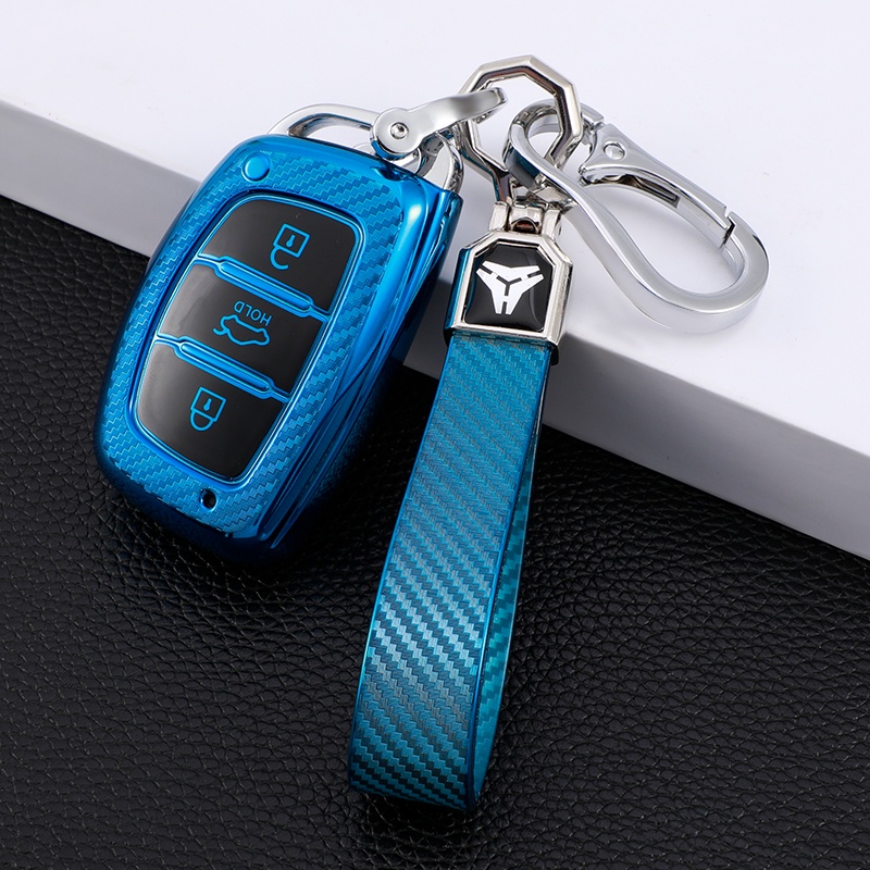 Vỏ Bọc Chìa Khóa Bằng Sợi Carbon Cho Xe Hyundai Creta I10 I20 Tucson Elantra Santa Fe