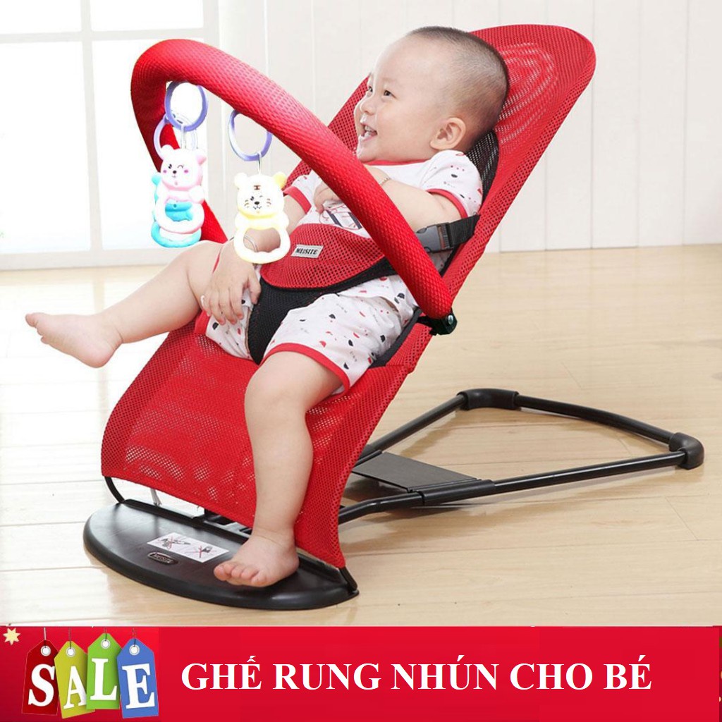 GHẾ RUNG NHÚN BẬP BÊNH CÓ LƯỚI THOÁNG KHÍ CHO BÉ NẰM CHƠI