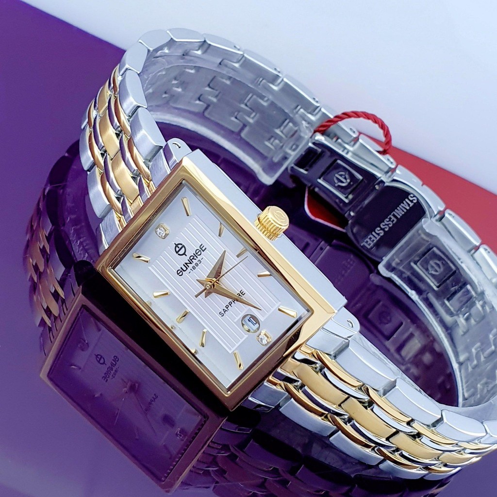 Đồng hồ cặp nam và nữ SUNRISE 1190SA_Dây thép không gỉ đúc đặc mạ PVD