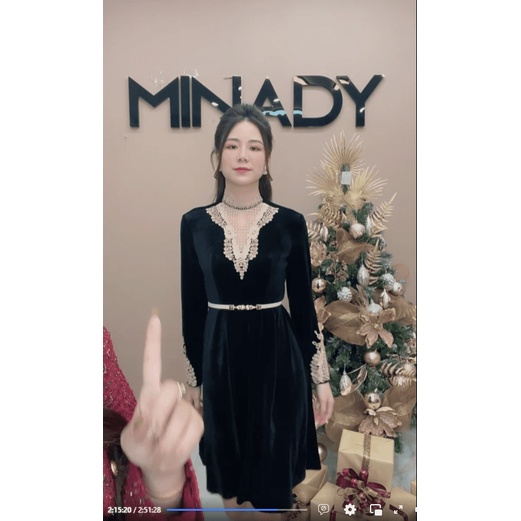 Váy cổ V phối ren HT MINADY