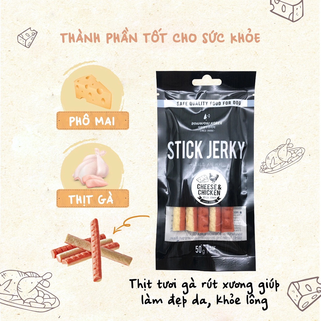 Bánh snack Stick Jerky cho chó túi 50g