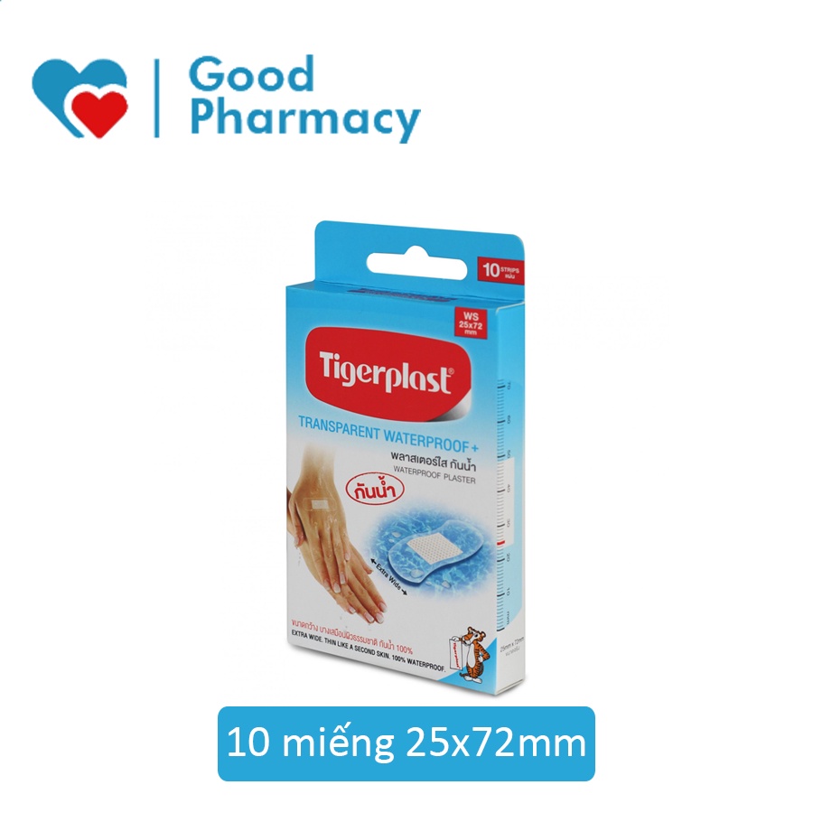 Băng cá nhân trong suốt chống thấm nước Tigerplast dùng cho người thường xuyên tiếp xúc nước, bơi lội, tắm, rửa, vết đứt