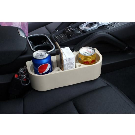Bộ 2 khay để đồ khe ghế cho ô tô cao cấp (Màu Be)
