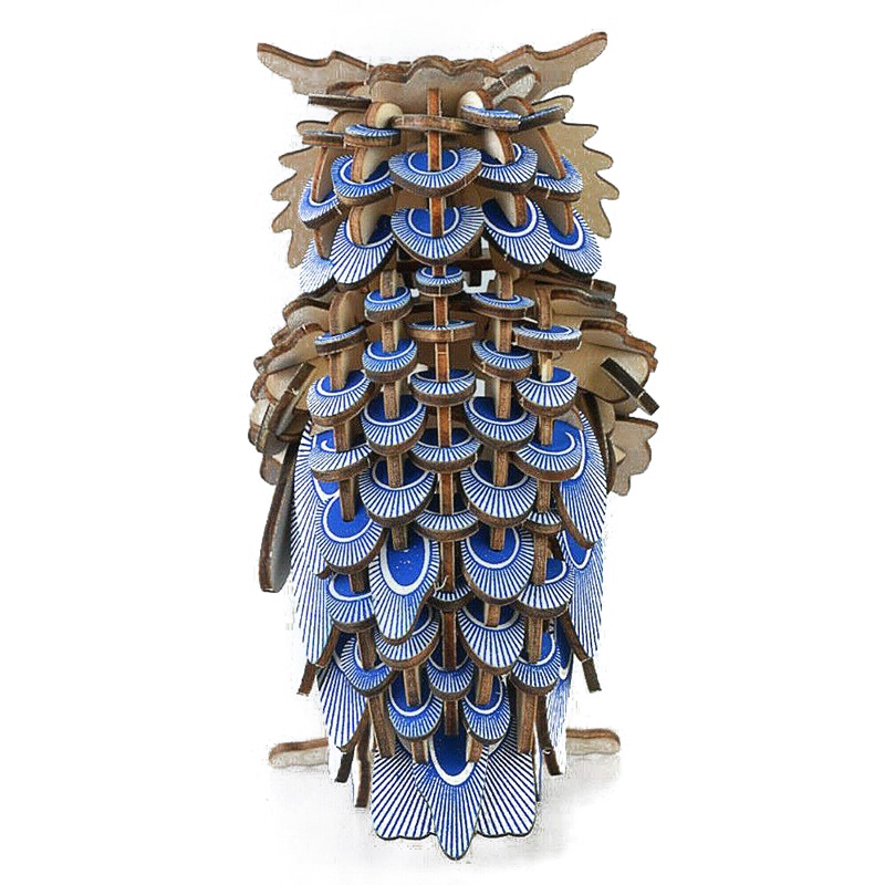 New 3d wooden owl puzzle jigsaw woodcraft kit toy model diy construction bird