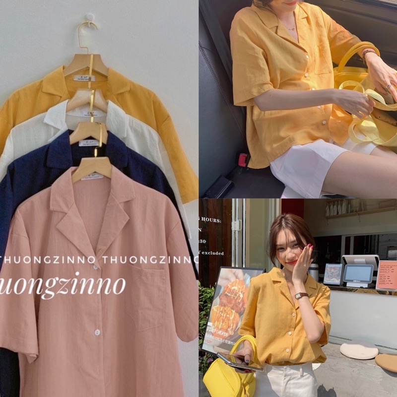 [Ảnh thật/Video] Áo sơ mi cổ V nhiều màu