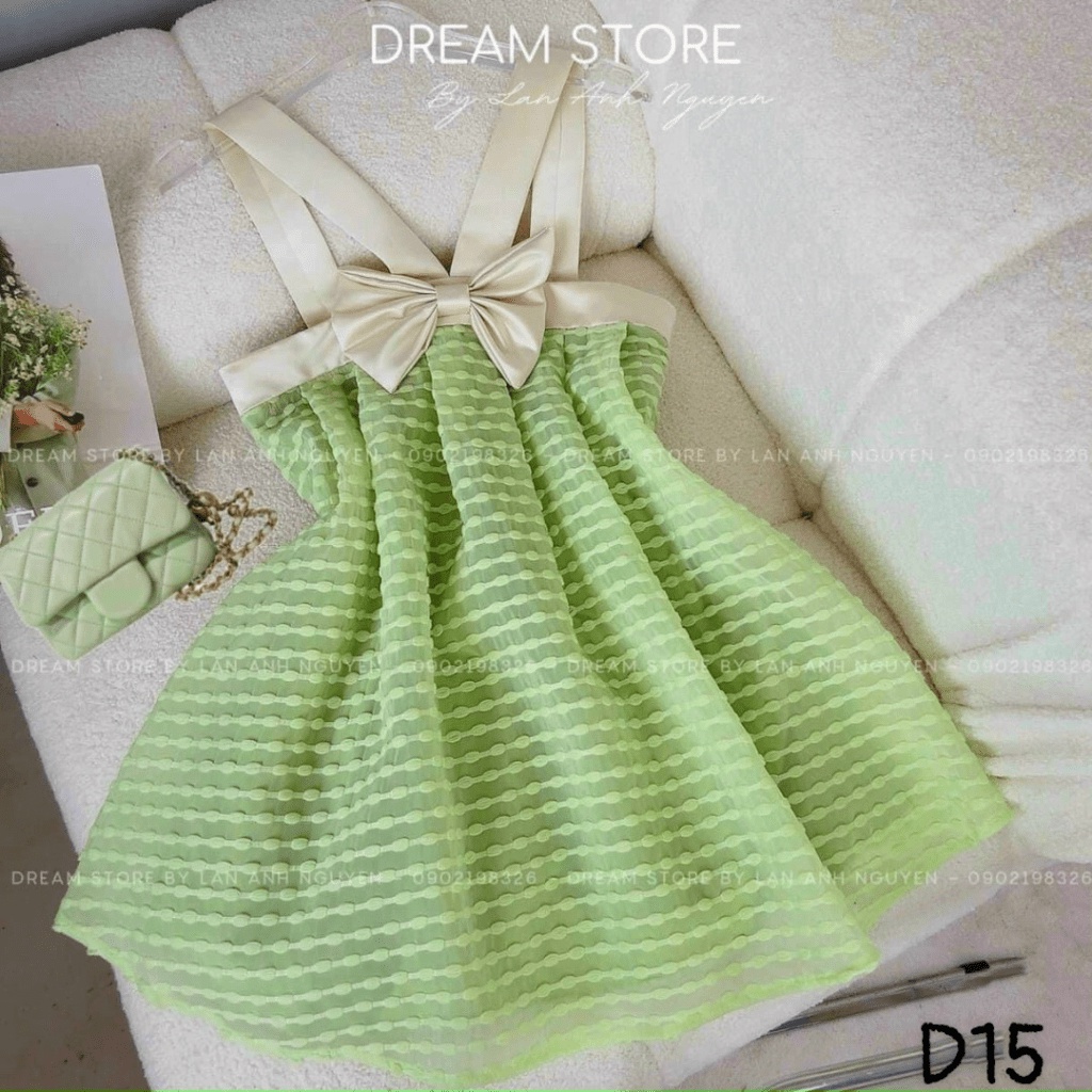 (Mẫu Mới) Mẫu Đầm Thiết Kế HOT Trend -- Đầm Xô Hột Nữ Hai Dây Chéo Cổ Có Nơ Áo Siêu Dễ Thương UP h.h.p
