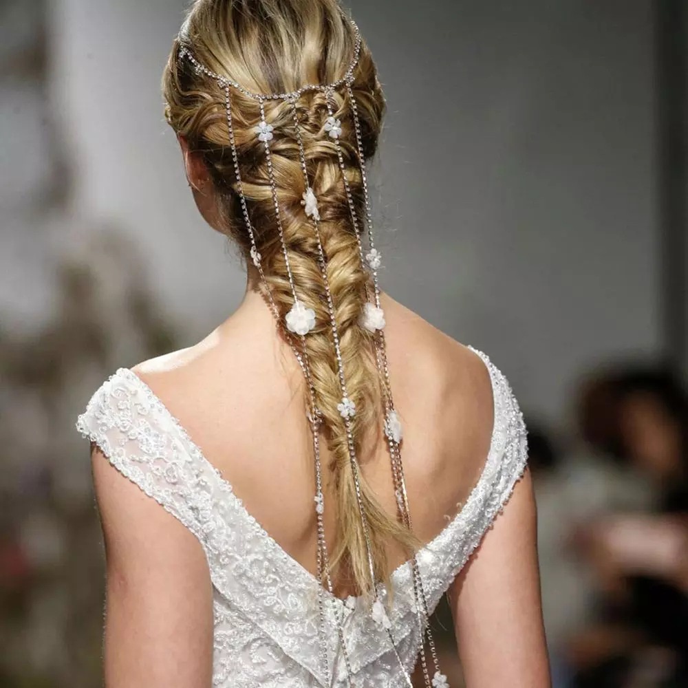 Chuỗi dây trang trí tóc đính đá phong cách phương Tây