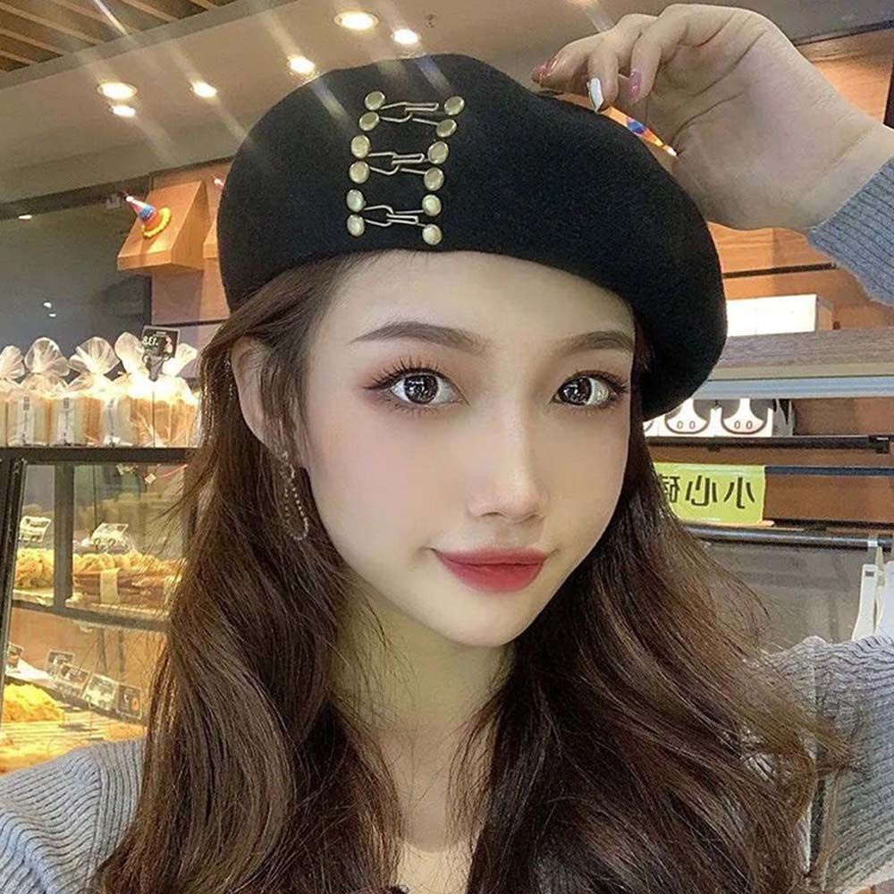Nón beret đan len ấm áp thời trang Hàn Quốc cho nữ