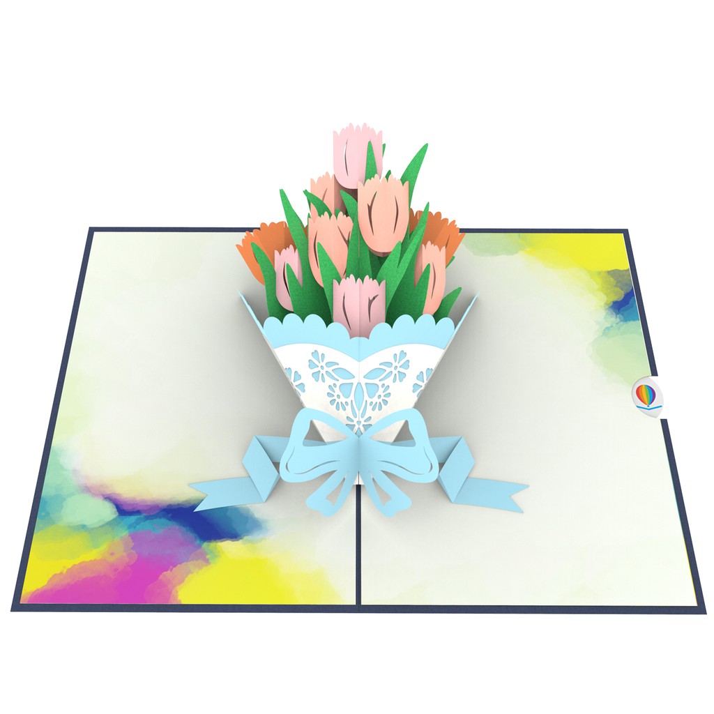 Thiệp 3D pop up Hoa Tulip