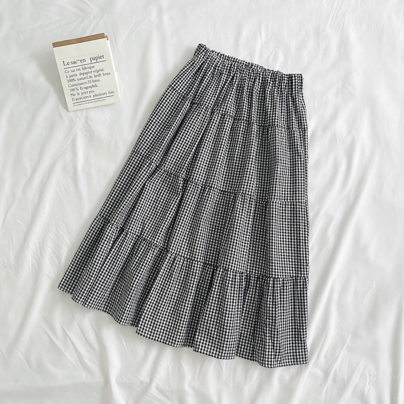 Chân váy caro tầng meuclothing phong cách vintage | BigBuy360 - bigbuy360.vn