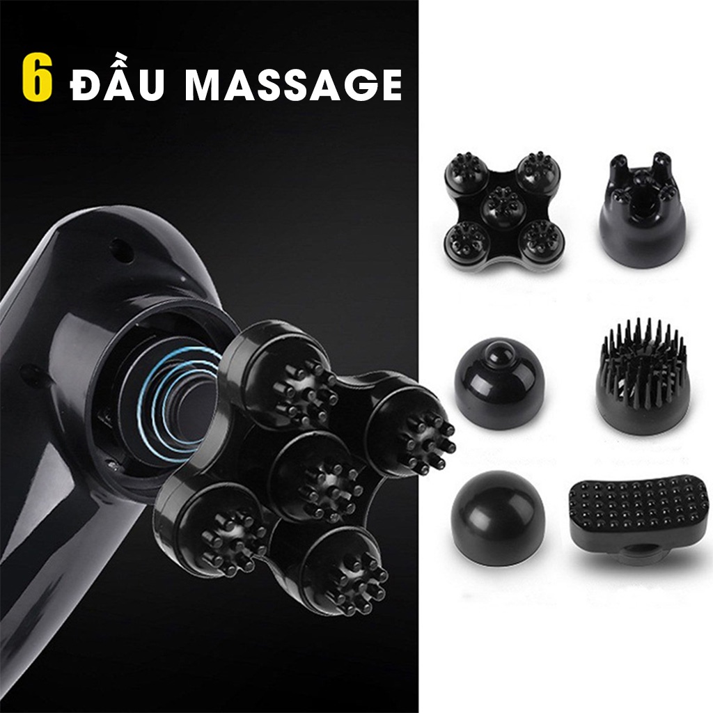 Máy Đấm Lưng Mát Xa Chuyên Sâu Giảm Đau Cho Cổ, Vai Gáy, Bụng, Lưng, Cánh Tay, Chân ( 6 Đầu Massage)