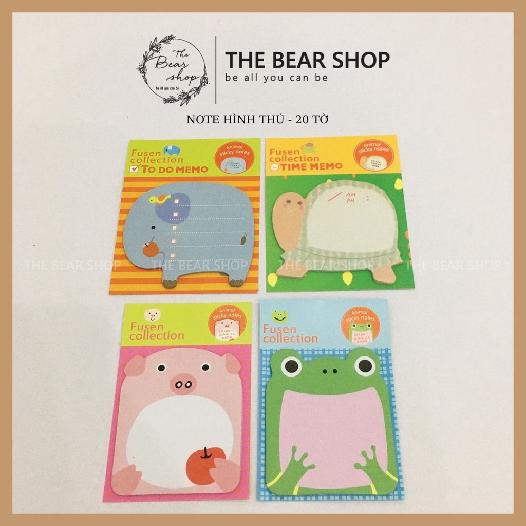 Giấy Note - Giấy ghi chú họa tiết động vật xinh xắn nhiều công dụng quà 8 tháng 3 - The Bear Shop