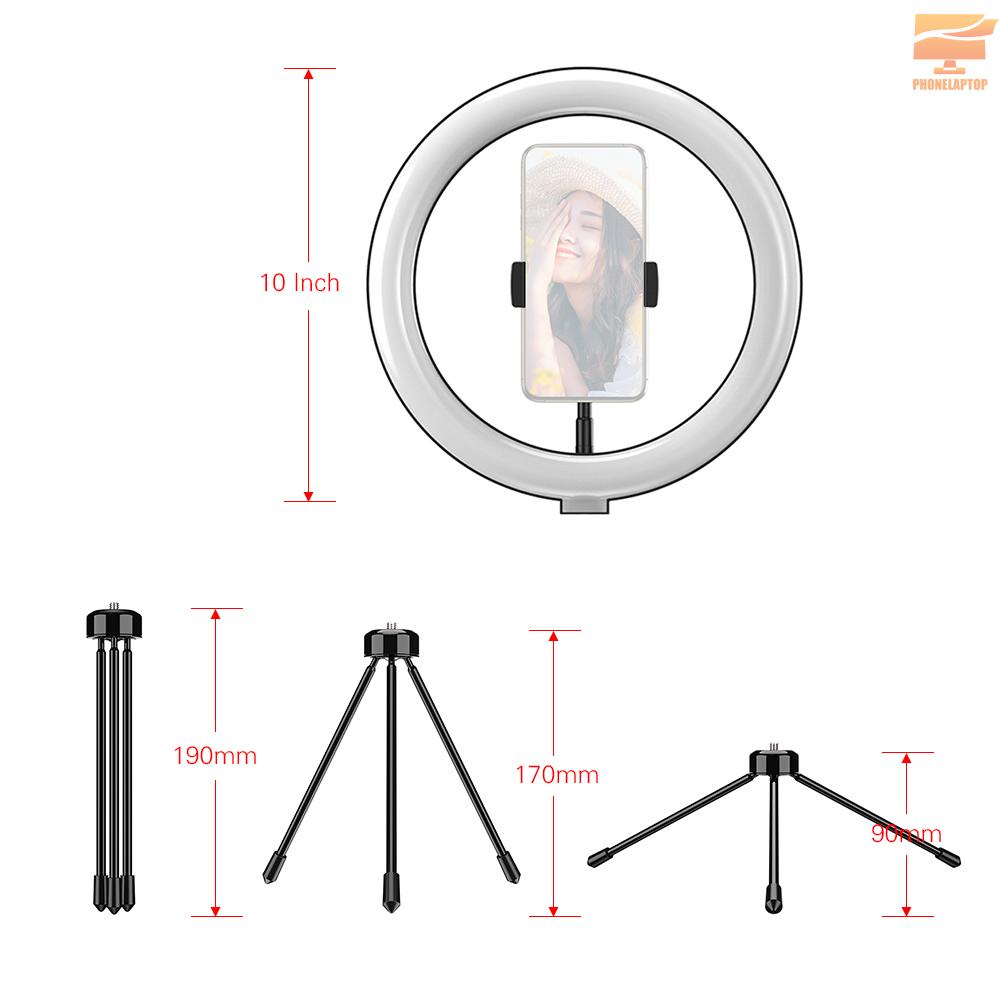 Andoer APL-FL10JJ13Y 10 Inch Dimmable LED Selfie Ring Video Light 3000K-6500K LED Circle Light CRI 96 with Tabletop Tripod 3 Light Modes for Vlogging/ Live Streaming