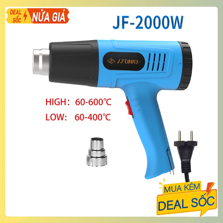 Máy khò hơi nóng 2000W JFTOOIS - Máy khò nhiệt màng co bọc giỏ quà, dán decal