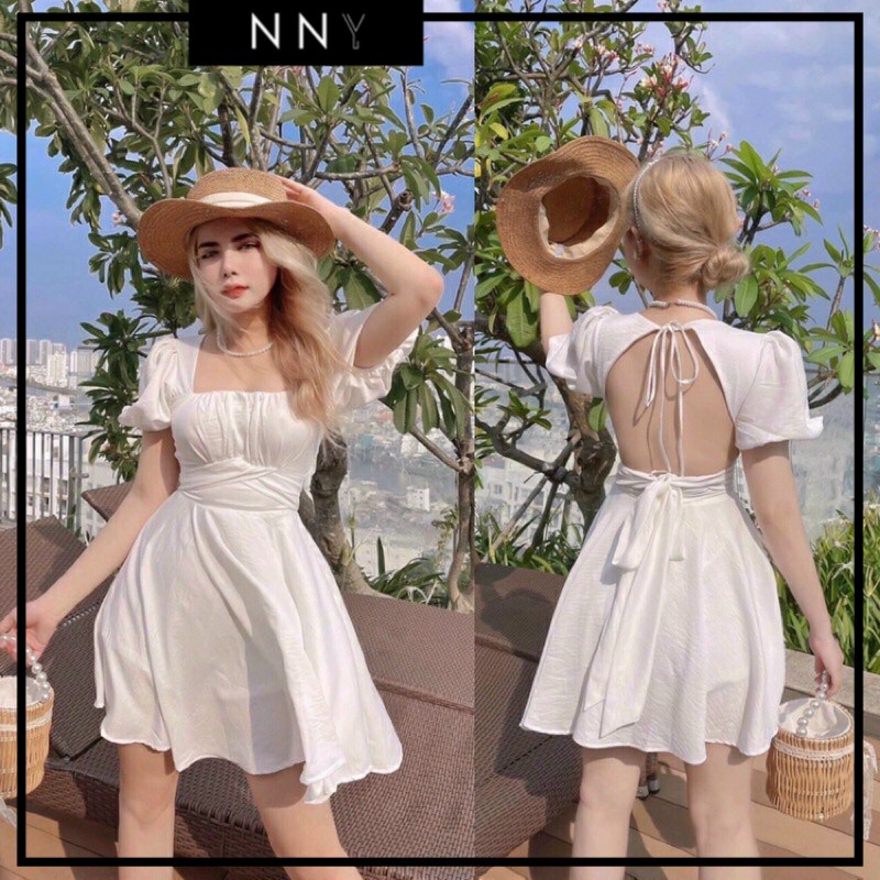 Váy nhún ngực, cut out lưng quyến rũ - V053