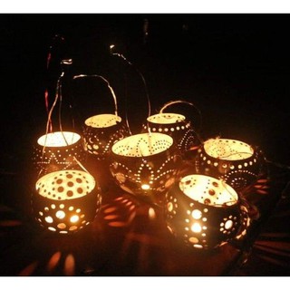 Lồng đèn gáo dừa chơi trung thu hoặc trang trí ( xài đèn cầy , đèn led đều được)