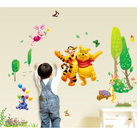 Decal dán tường mầm non [GIÁ SĨ] [FREESHIP 50K] tranh Gấu Pooh và bạn 2