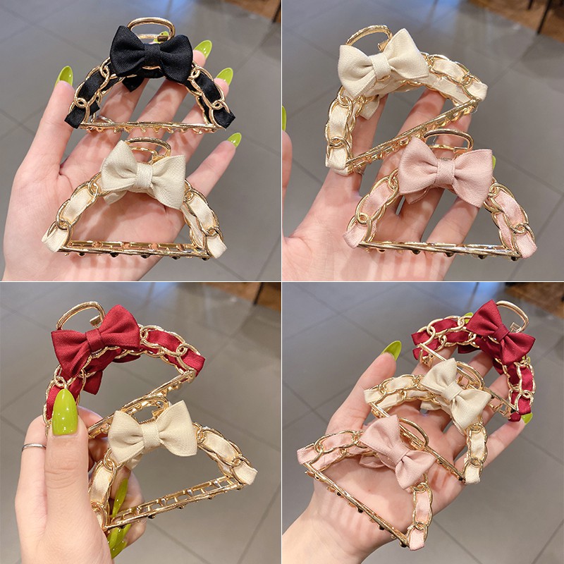 Kẹp Tóc Gấp Hình Nơ Ngọt Ngào Phong Cách Hàn Quốc