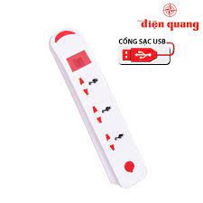 Ổ cắm Điện Quang 3 lỗ 3 chấu ĐQESK2W DBW103USB - bảo hành 12 tháng, điện áp 250V