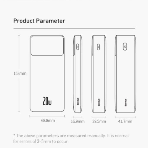 Pin sạc dự phòng Baseus 10000mAh/20000mAh - sạc dự phòng Baseus 20W/15W (USB*2+Type C, LED Display,2 Way Fas Charge)