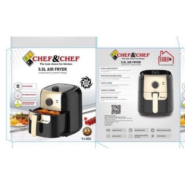 NỒI CHIÊN KHÔNG DẦU(AIR FRYER) CHEF&amp;CHEF 5.5L CÔNG SUẤT 1800W