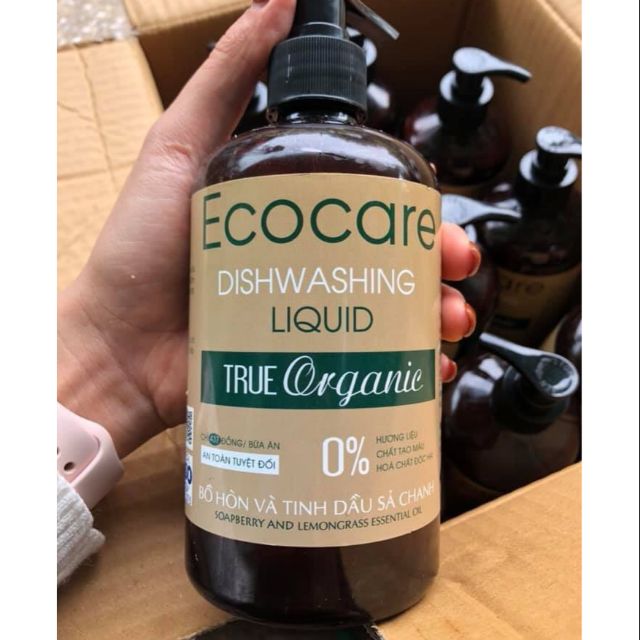 Nước rửa chén 100% organic Ecocare tinh dầu sả chanh,bồ hòn xuất khẩu Đức