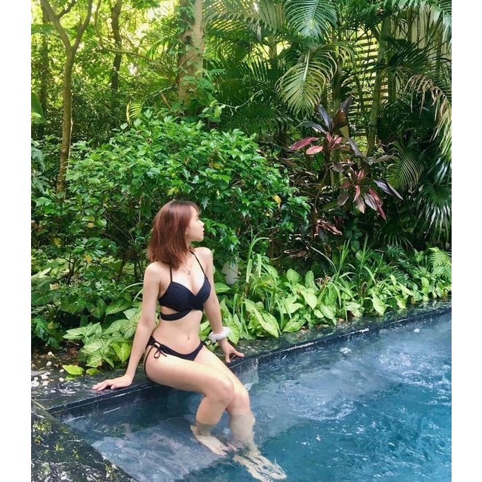 Bikini hai mảnh, Đồ bơi nữ đi biển nâng ngực áo chéo eo - quần chip sexy